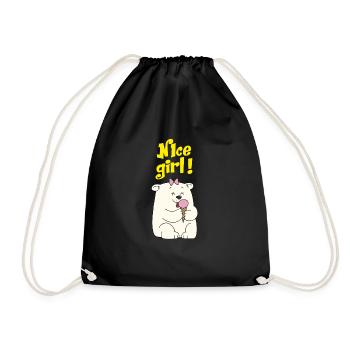 Jolie petite fille / ours de glace - Sac de sport léger - noir - Devant
