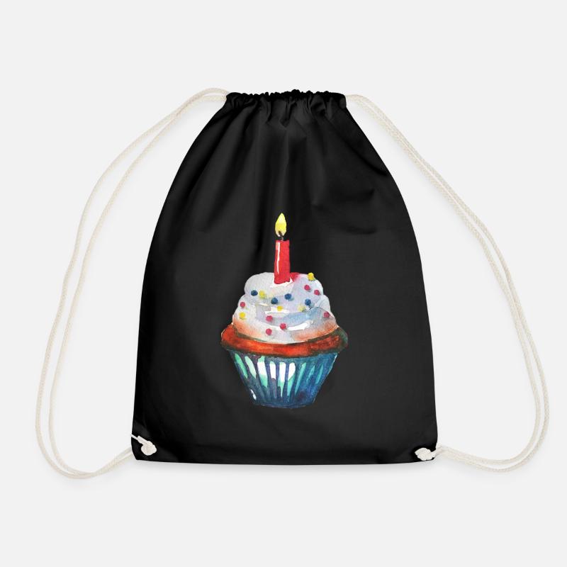 Geburtstag Cupcake Kerze - Turnbeutel - Schwarz