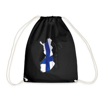 Drapeau de la Finlande sur la carte de la Finlande FI - Sac de sport léger - noir - Devant