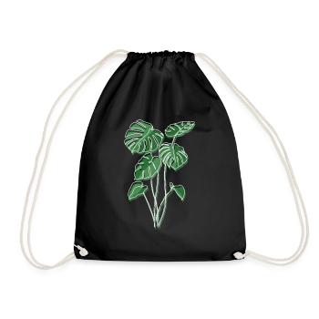 Monstera Plant Hobby Gardener Vintage Retro Plant - Drawstring Bag - black - Front