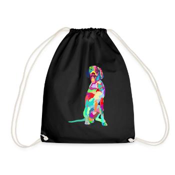 German Shorthair Pointer Funny | Gift GSP DAD - Drawstring Bag - black - Front