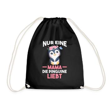 Mama Mutter Muttertag Pinguinmama Pinguin - Turnbeutel - Schwarz - Vorne