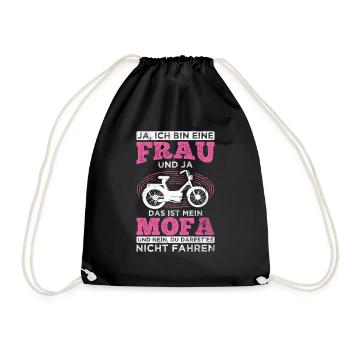 Bin Frau Und Es Ist Mein Mofa Moped Fahrerin Mofa - Turnbeutel - Schwarz - Vorne