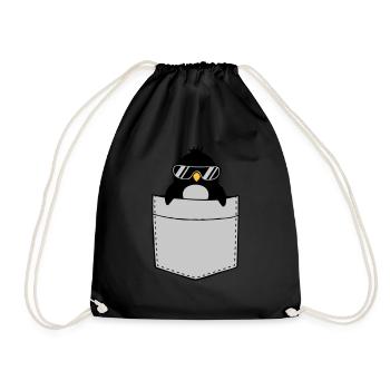 Penguin Shirt Chest Pocket - Drawstring Bag - black - Front