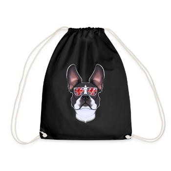 Boston Terrier UK Lunettes de soleil I Drapeau anglais I - Sac de sport léger - noir - Devant