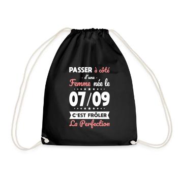 Anniversaire - Née 7 Septembre Frôler perfection - Sac de sport léger - noir - Devant
