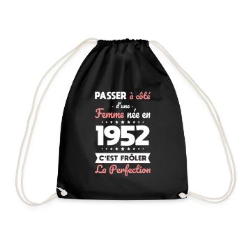 Anniversaire 70 ans - Née en 1952 Perfection - Sac de sport léger - noir - Devant