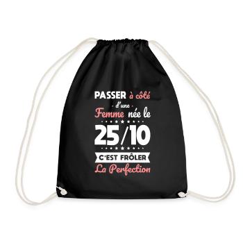 Anniversaire - Née 25 Octobre Frôler perfection - Sac de sport léger - noir - Devant
