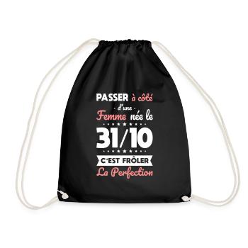 Anniversaire - Née 31 Octobre Frôler perfection - Sac de sport léger - noir - Devant