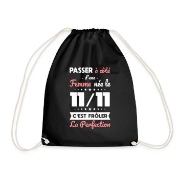 Anniversaire - Née 11 Novembre Frôler perfection - Sac de sport léger - noir - Devant