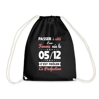 Anniversaire - Née le 5 Décembre Frôler perfection - Sac de sport léger - noir - Devant