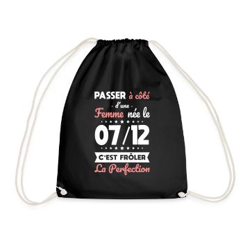 Anniversaire - Née le 7 Décembre Frôler perfection - Sac de sport léger - noir - Devant