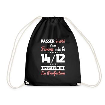 Anniversaire - Née 14 Décembre Frôler perfection - Sac de sport léger - noir - Devant