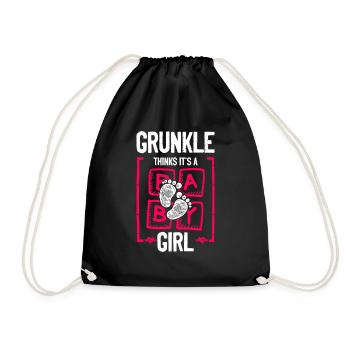 Grunkle Thinks It's a Girl Gender Reveal Funny - Drawstring Bag - black - Front