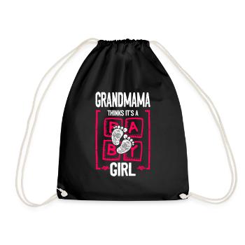 Grandmama Thinks It's a Girl Gender Reveal Funny - Drawstring Bag - black - Front