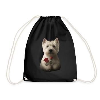 Westie Valentins Tag - Turnbeutel - Schwarz - Vorne