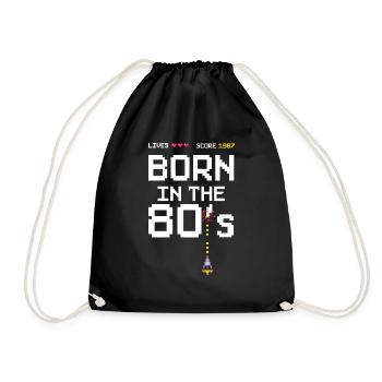 1987 Born in the 80's Gamer Arcade Birthday - Drawstring Bag - black - Front