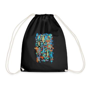 Pattern / Bauhaus carpet - Drawstring Bag - black - Front