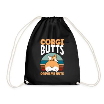 Corgi Butts Drive Me Nuts Corgi Butt Dog Lovers - Drawstring Bag - black - Front