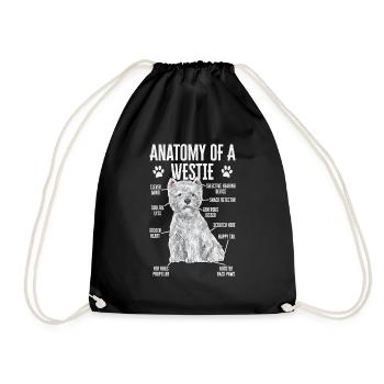 West Highland White Terrier Westie - Drawstring Bag - black - Front
