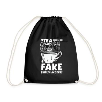 Tea Crumpets and Fake British Accents - Drawstring Bag - black - Front