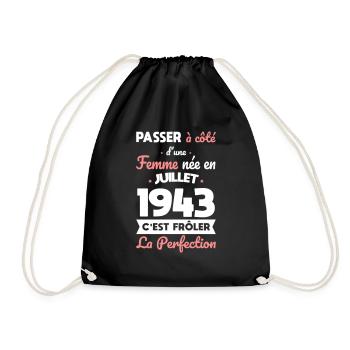 Anniversaire 81 ans - Née en Juillet 1943 - Sac de sport léger - noir - Devant