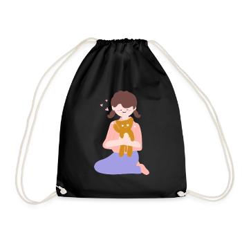 Cat sits in human palm2 - Drawstring Bag - black - Front