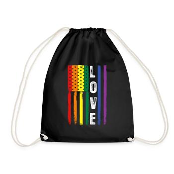 Gay Pride Geschenke LGBT Regenbogenflagge Schwule Liebe - Turnbeutel - Schwarz - Vorne