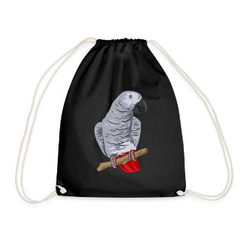 Graupapagei African Grey Parrot Papagei - Turnbeutel - Schwarz - Vorne