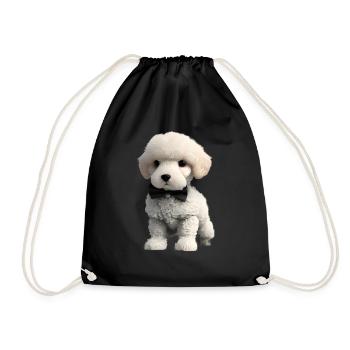 Caniche avec nœud papillon Chiot chien Propriétaire de chien Chiot caniche - Sac de sport léger - noir - Devant