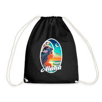Aloha - surf - retro - Drawstring Bag - black - Front