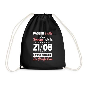 Anniversaire - Née le 21 Août Frôler perfection - Sac de sport léger - noir - Devant