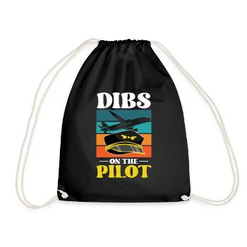 Dibs On The Pilot - Drawstring Bag - black - Front