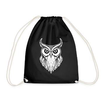 Owl Owl Bird Birds - Drawstring Bag - black - Front