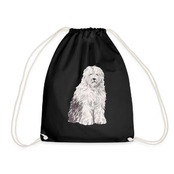 Old English Sheepdog Sheepie Bobtail - Drawstring Bag - black - Front