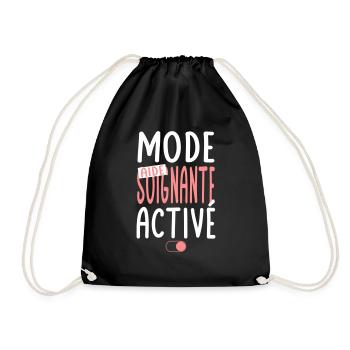 Mode aide-soignante activé - Idée cadeau - Sac de sport léger - noir - Devant
