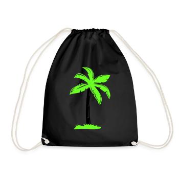palm tree - Drawstring Bag - black - Front
