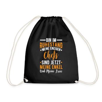 Rentner Geschenk mit lustigem Spruch für Opa - Turnbeutel - Schwarz - Vorne