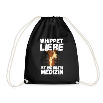 Hund Whippet - Turnbeutel - Schwarz - Vorne