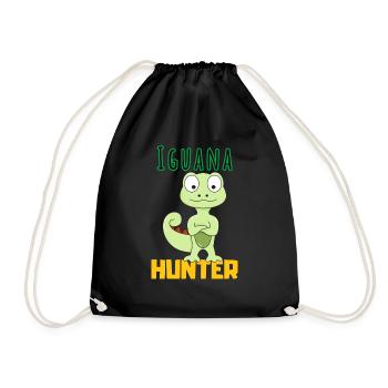 Vintage Iguana Hunter Funny Reptile Lover - Drawstring Bag - black - Front