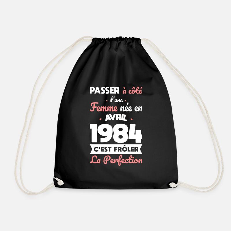 40th Birthday - Born in April 1984 - Drawstring Bag - black