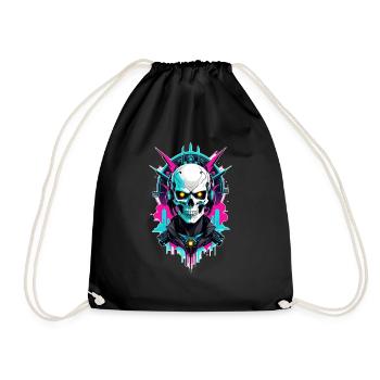 Totenkopf Steampunk Neon - Turnbeutel - Schwarz - Vorne