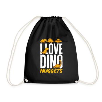 Dino Nuggets Dinosaurier Chicken Nuggets - Turnbeutel - Schwarz - Vorne
