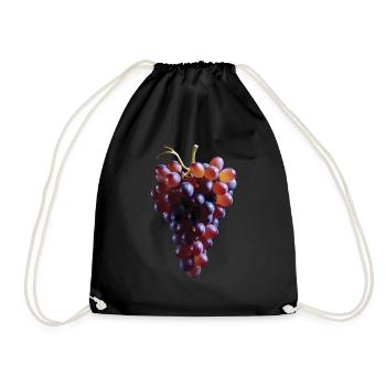 Trauben Obst Geschenk - Turnbeutel - Schwarz - Vorne