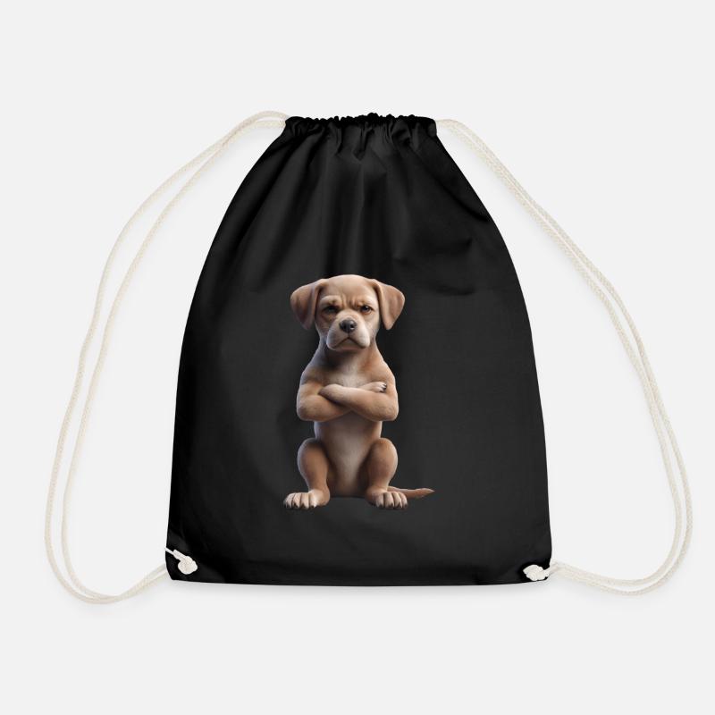 Dog grim 3 - Drawstring Bag - black