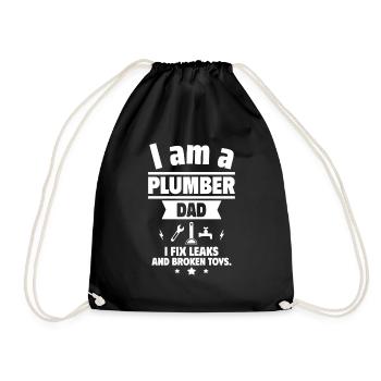 I'm a dad plumber gift for Father's Day - Drawstring Bag - black - Front