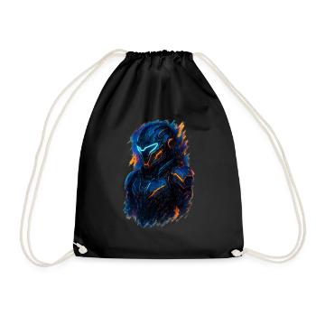 futuristic art of a warrior - Drawstring Bag - black - Front