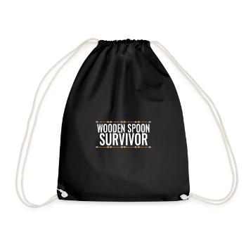 Wooden Spoon Survivor Adulting Meme I Survived - Turnbeutel - Schwarz - Vorne