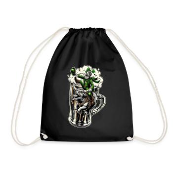 Riding Leprechaun (Irish Leprechaun) - Drawstring Bag - black - Front