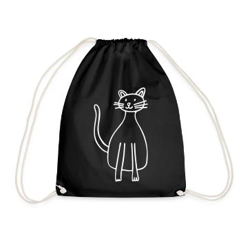 cat - Drawstring Bag - black - Front